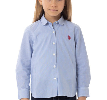 US POLO GIRLS BUTTON UP LONG SLEEVE SHIRT IN BLUE