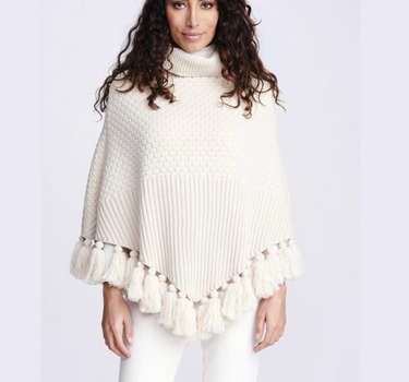 PIA ROSSINI KNITTED PONCHO IN NUDE