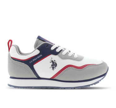 US POLO KIDS TRAINERS IN WHITE WITH GRAY FINISH