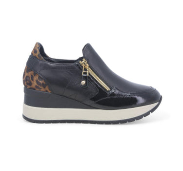 MELLUSO SNEAKERS WITH ZIPPER AND CHEETAH DETAILING