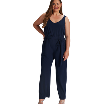 SWING STRETCH CREPE JUMPSUIT IN BLUE