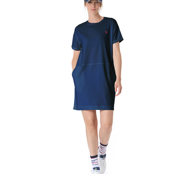 US POLO WOMEN SHORT-SLEEVED STRETCH JERSEY DRESS WITH POCKETS