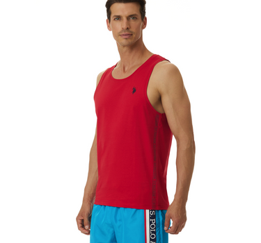 US POLO MEN LIGHT COTTON JERSEY TANK TOP WITH LOGO AND PRINT