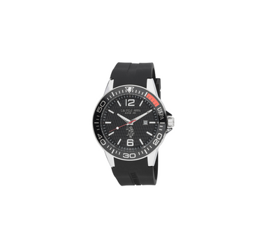 US POLO MEN SYROC BLACK SILICON STRAP WITH STAINLESS STEEL PERSONALIZED BUCKLE