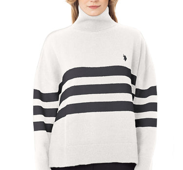 US POLO WOMENS STRIPED SWEATER IN BLACK AND WHITE