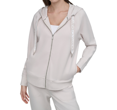 DKNY WOMEN LOGO DRAWSTRING PERFORMANCE HOODIE