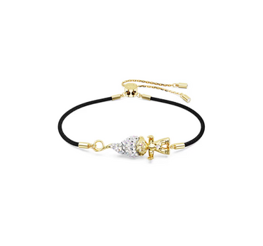 SWAROVSKI GOOD LUCK TROLLS BRACELET, TROLL,WHITE,GOLD-TONE PLATED