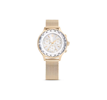 SWAROVSKI NOVA CHRONO WATCH, SWISS MADE, METAL BRACELET, GOLD TONE CHAMPAGNE GOLD-TONE FINISH