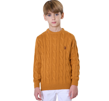 US POLO ASSN BOYS BRAID KNIT SWEATER