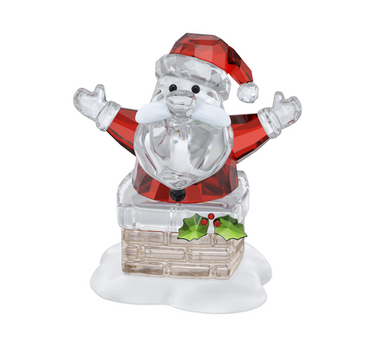 SWAROVSKI HOLIDAY CHEERS SANTA CLAUS AND CHIMNEY