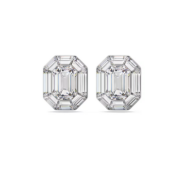 SWAROVSKI LUCENT CLIP EARRINGS, OCTAGON CUT, WHITE