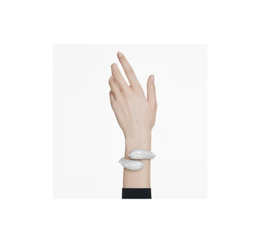 SWAROVSKI SUBLIMA CUFF, STATEMENT, CRYSTAL PEARL, ROUND CUT, WHITE, RHODIUM PLATED