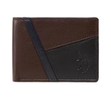 US POLO ASSN. MEN'S HORIZONTAL WALLET W/COIN FLAP IN BROWN