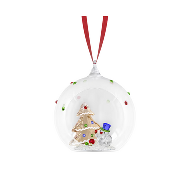 SWAROVSKI HOLIDAY CHEERS TREE AND SNOWMAND BALL ORNAMENT