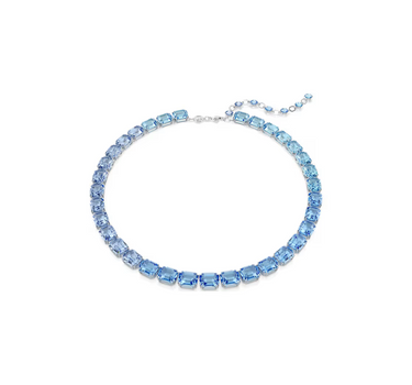 SWAROVSKI MILLENIA NECKLACE, OCTAGON CUT, COLOR GRADIENT, BLUE, RHODIUM