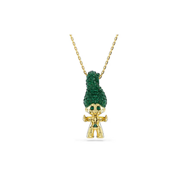 SWAROVSKI GOOD LUCK TROLLS PENDANT, TROLL, GREEN,GOLD-TONE PLATED