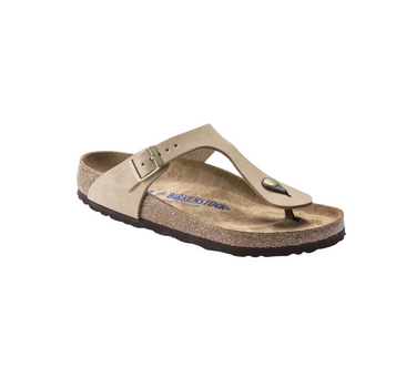 BIRKENSTOCK GIZEH SOFT FOODBED NUBUCK LEATHER SANDCASTLE NARROW/REGULAR