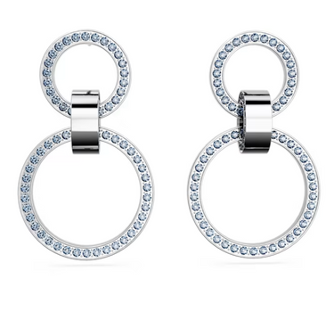 SWAROVSKI HOLLOW HOOP EARRINGS IN BLUE