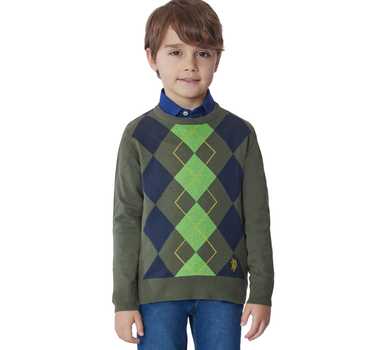 US POLO ASSN KIDS TITLE JACQUARD SWEATER