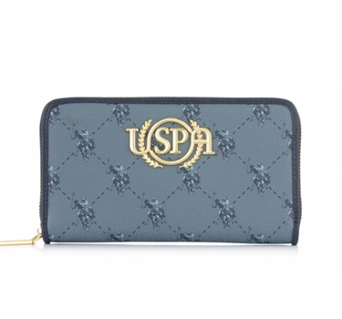 US POLO WOMEN'S HAMPTON L ZIP WALLET PRINTED IN BLUE