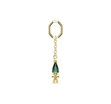 SWAROVSKI GOOD LUCK TROLLS KEY RING,TROLL,GREEN,GOLD-TONE PLATED