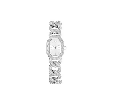 SWAROVSKI DEXTERA CHAIN WATCH, SWISS MADE,CRYSTAL BRACELET, SILVER TONE, STAINLESS STEEL