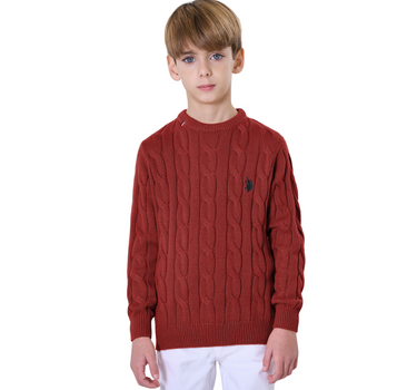 US POLO ASSN BOYS BRAID KNIT SWEATER
