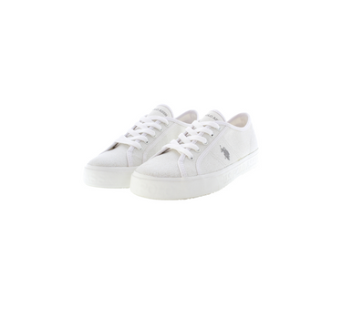 US POLO WOMENS LUREX CANVAS TRAINERS WITH RUBBER OUTSOLE