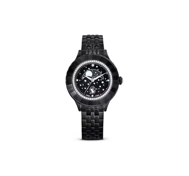 SWAROVSKI OCTEA MOON WATCH, SWISS MADE, MOON, METAL BRACELET, BLACK, BLACK FINISH