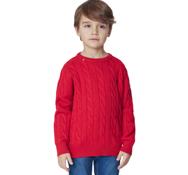 US POLO ASSN BOYS MILK CABLE KNIT SWEATERS