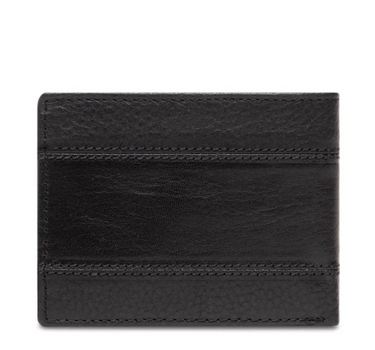 US POLO ASSN. MEN'S UNION HORIZONTAL LEATHER WALLET W/COIN HOLDER IN BLACK