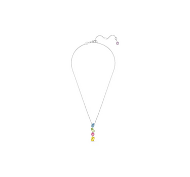 SWAROVSKI GEMA Y PENDANT, MIXED CUTS, MULTICOLORED, RHODIUM PLATED