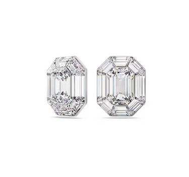 SWAROVSKI LUCENT CLIP EARRINGS, OCTAGON CUT, WHITE