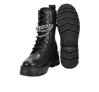 KARL LAGERFELD KOMBAT KC HI LACE CHAIN BOOTS