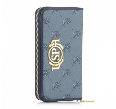 US POLO WOMEN'S HAMPTON L ZIP WALLET PRINTED IN BLUE