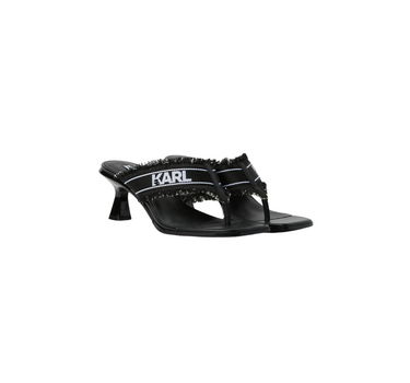 KARL LAGERFELD PANACHE II DENIM HEELED SANDALS