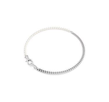 SWAROVSKI DEXTERA NECKLACE,PAVE,CRYSTAL PEARL, WHITE, RHODIUM PLATED