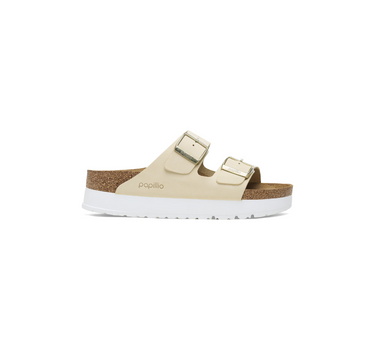 BIRKENSTOCK ARIZONA PAP FLEX PLATFORM NUBUK LEATHER NARROW FIT