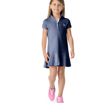 US POLO GIRL'S STRETCH COTTON DRESS