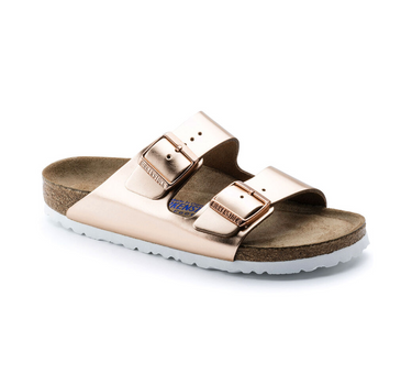 BIRKENSTOCK ARIZONA SOFT BEDDING NATURAL LEATHER NARROW FIT