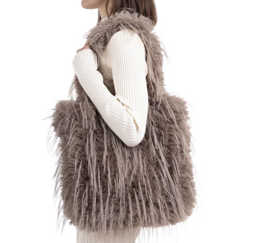 PARIS FASHION WOMEN FAUX FUR OVERSIZED TOTE BAG