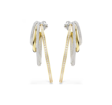 SWAROVSKI HYPERBOLA HOOP EARRINGS, MIXED CUTS,WHITE,MIXED METAL FINISH