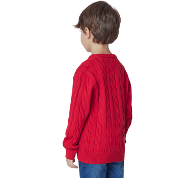 US POLO ASSN BOYS MILK CABLE KNIT SWEATERS