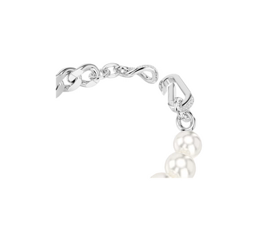 SWAROVSKI DEXTERA BRACELET, CRYSTAL PEARL, MIXED LINKS, WHITE, RHODIUM PLATED