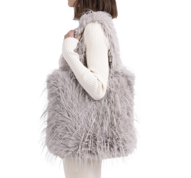 PARIS FASHION WOMEN FAUX FUR OVERSIZED TOTE BAG