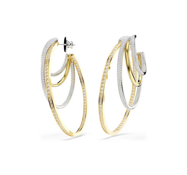 SWAROVSKI HYPERBOLA HOOP EARRINGS, MIXED CUTS,WHITE,MIXED METAL FINISH