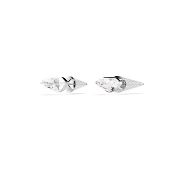 SWAROVSKI LUCENT STUD EARRINGS, PAVE, SPIKE,WHITE, RHODIUM PLATED