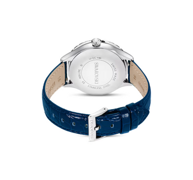 SWAROVSKI OCTEA MOON WATCH, SWISS MADE, MOON, LEATHER STRAP, BLUE, BLUE FINISH