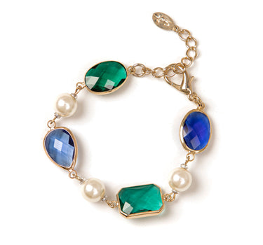 SODINI BRACELETS WITH FOUR BRILLIANT CRYSTALS AND PEARLS IN MULTI