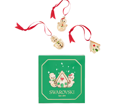 SWAROVSKI HOLIDAY CHEERS GINGERBREAD ORNAMENT SET